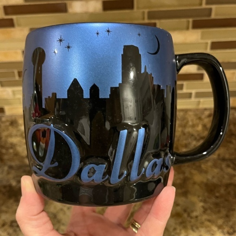 Dallas Nighttime Skyline Blue and Black 24 oz Mug Oversized 2014 Americaware